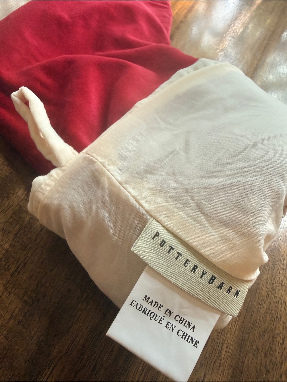 Set of 3 Pottery Barn Red Velvet Christmas Stocking Ivory Cuff Holiday Decor - Picture 4 of 7
